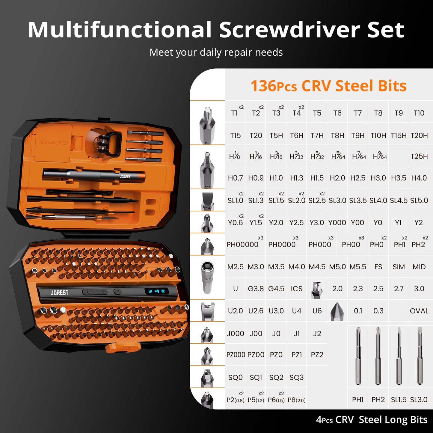 JOREST 40PCS Precision Screwdriver Set for Electronics Repair, Magnetic Mini Tool Kit with Torx,