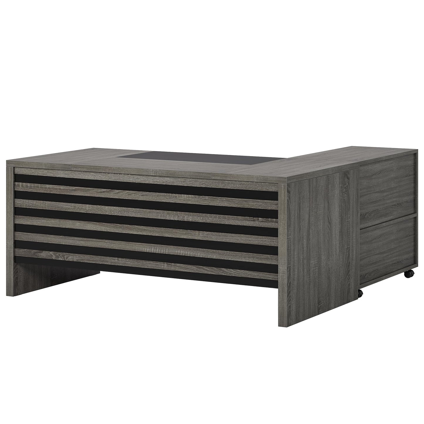 Tribesigns 62.2" Executive Desk with Mobile File Cabinet, L-Shaped Office Desk with Storage Shelves, Large Computer Workstation for Home Office, Light Brown