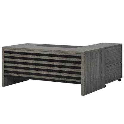 Tribesigns 62.2" Executive Desk with Mobile File Cabinet, L-Shaped Office Desk with Storage Shelves, Large Computer Workstation for Home Office, Light Brown