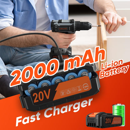 Cordless Drill Set, VIWKO 20V Power Drill with Power Pack 2.0Ah and Charger, 3/8-Inch Keyless Chuck Electric drill, 25+1 Position, 42pcs Drilldriver Bits/Screws for DIY Projects (Orange)