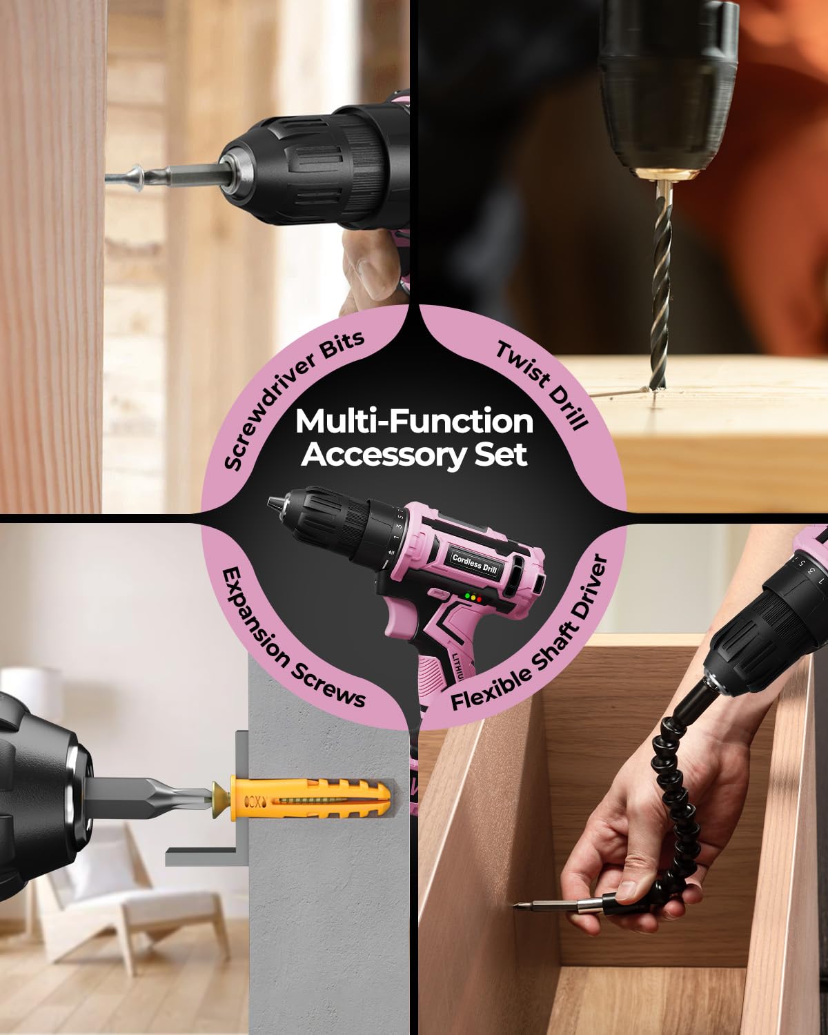Cordless Drill Set, VIWKO 20V Power Drill with Power Pack 2.0Ah and Charger, 3/8-Inch Keyless Chuck Electric drill, 25+1 Position, 42pcs Drilldriver Bits/Screws for DIY Projects (Orange)