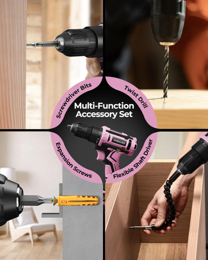 Cordless Drill Set, VIWKO 20V Power Drill with Power Pack 2.0Ah and Charger, 3/8-Inch Keyless Chuck Electric drill, 25+1 Position, 42pcs Drilldriver Bits/Screws for DIY Projects (Orange)