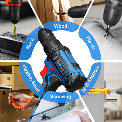Cordless Drill Set, VIWKO 20V Power Drill with Power Pack 2.0Ah and Charger, 3/8-Inch Keyless Chuck Electric drill, 25+1 Position, 42pcs Drilldriver Bits/Screws for DIY Projects (Orange)