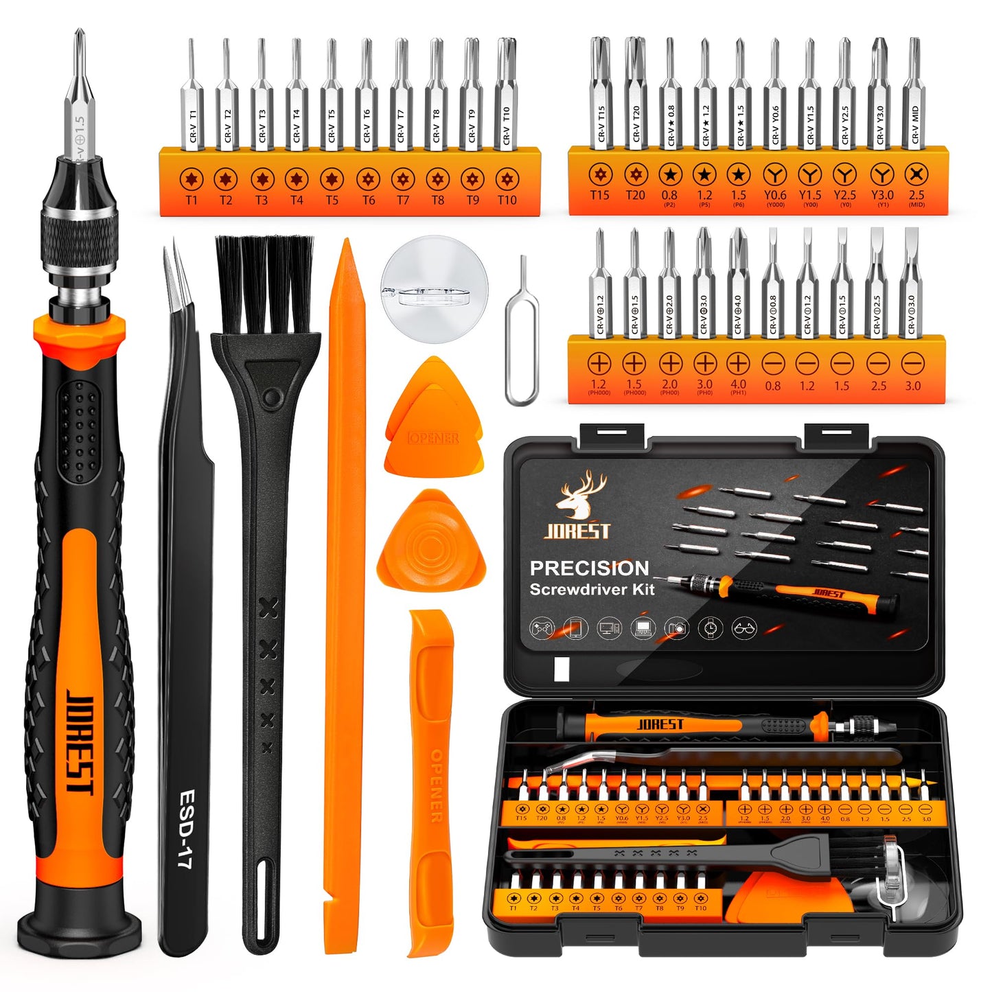 JOREST 40PCS Precision Screwdriver Set for Electronics Repair, Magnetic Mini Tool Kit with Torx,