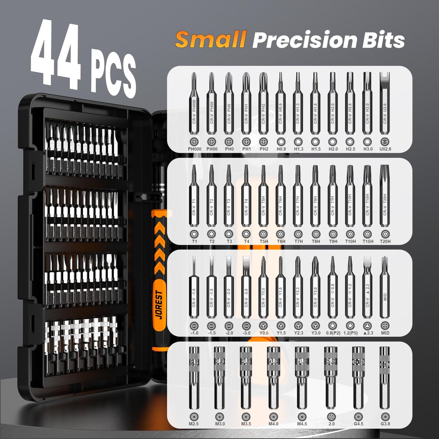 JOREST 40PCS Precision Screwdriver Set for Electronics Repair, Magnetic Mini Tool Kit with Torx,