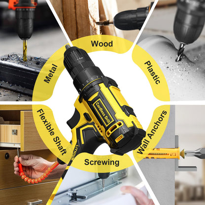Cordless Drill Set, VIWKO 20V Power Drill with Power Pack 2.0Ah and Charger, 3/8-Inch Keyless Chuck Electric drill, 25+1 Position, 42pcs Drilldriver Bits/Screws for DIY Projects (Orange)