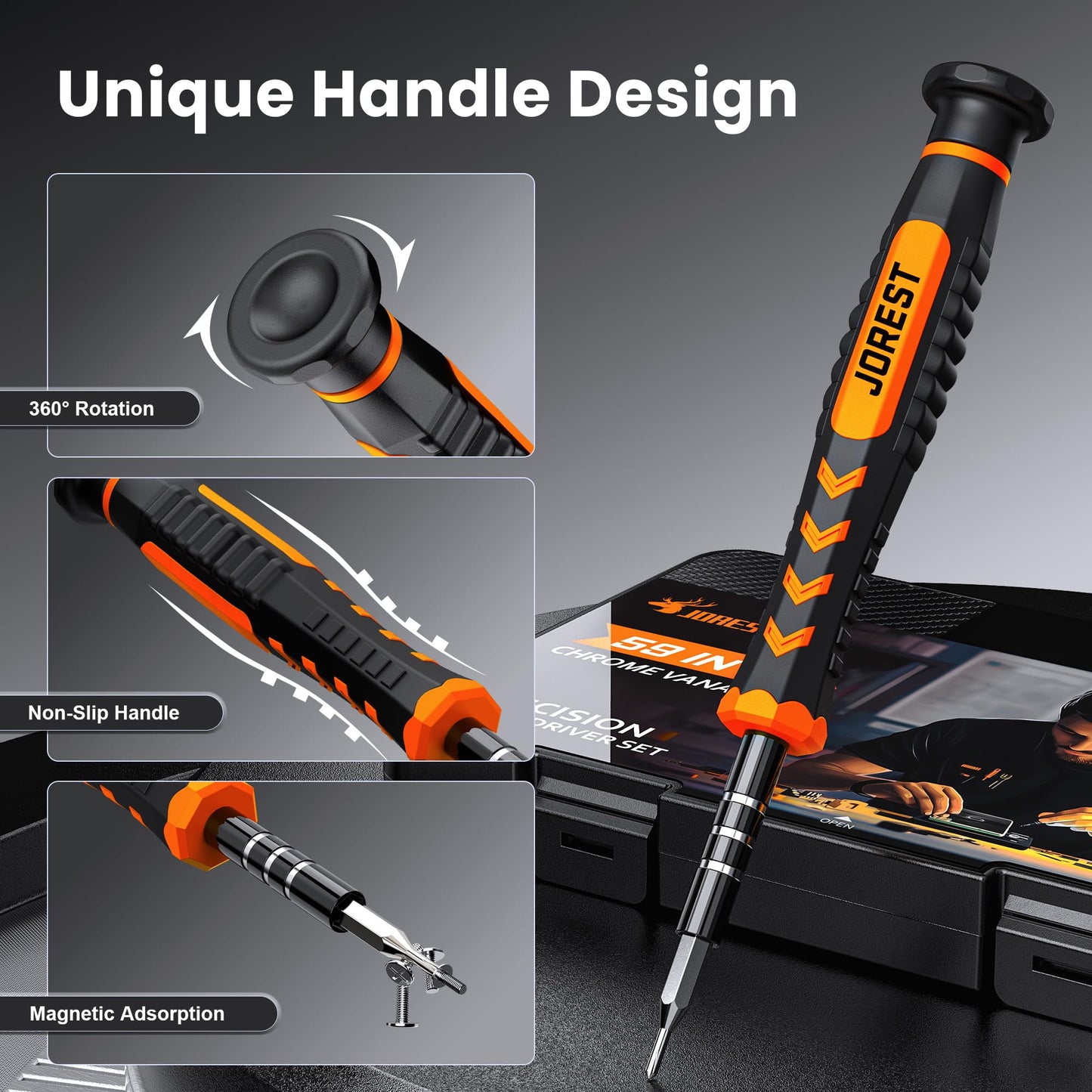 JOREST 40PCS Precision Screwdriver Set for Electronics Repair, Magnetic Mini Tool Kit with Torx,