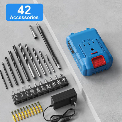 Cordless Drill Set, VIWKO 20V Power Drill with Power Pack 2.0Ah and Charger, 3/8-Inch Keyless Chuck Electric drill, 25+1 Position, 42pcs Drilldriver Bits/Screws for DIY Projects (Orange)