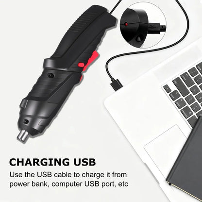 Cordless Rechargeable Screwdriver Set Compact Electric Drill with LED Light